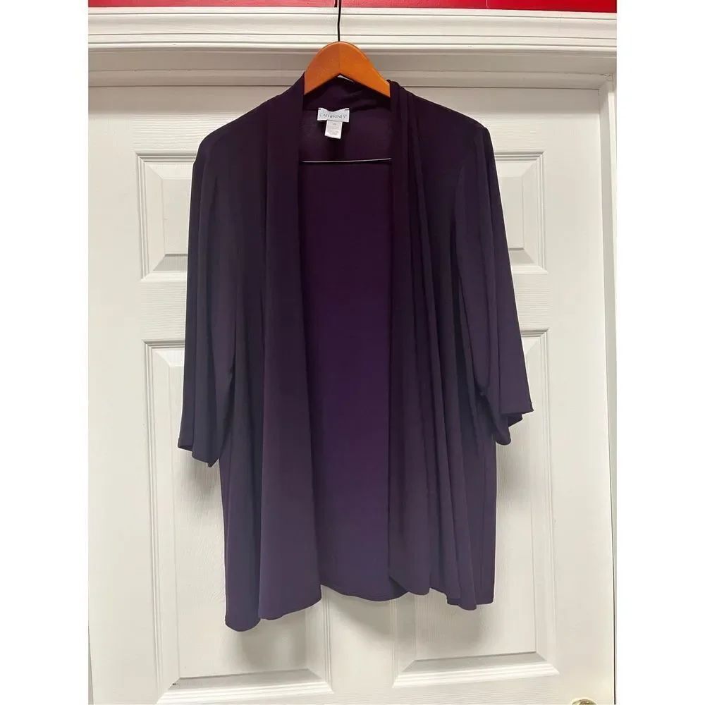 Catherine’s Deep Purple Open Front Slinky Jacket Cardigan sz 2X